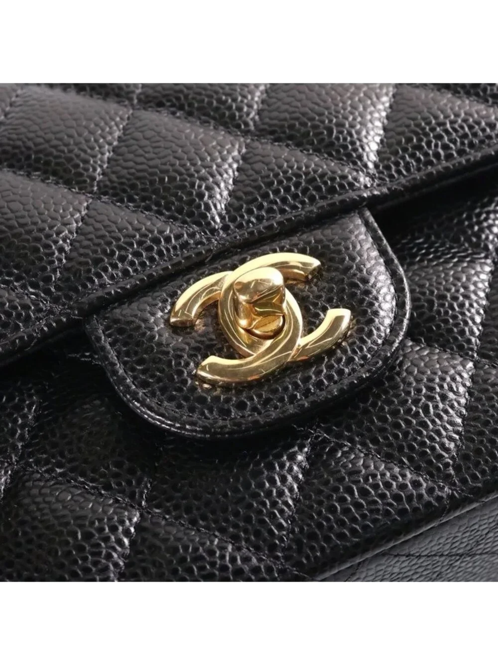 Chanel 25 Caviar Leather Double Flap Chain Shoulder Bag